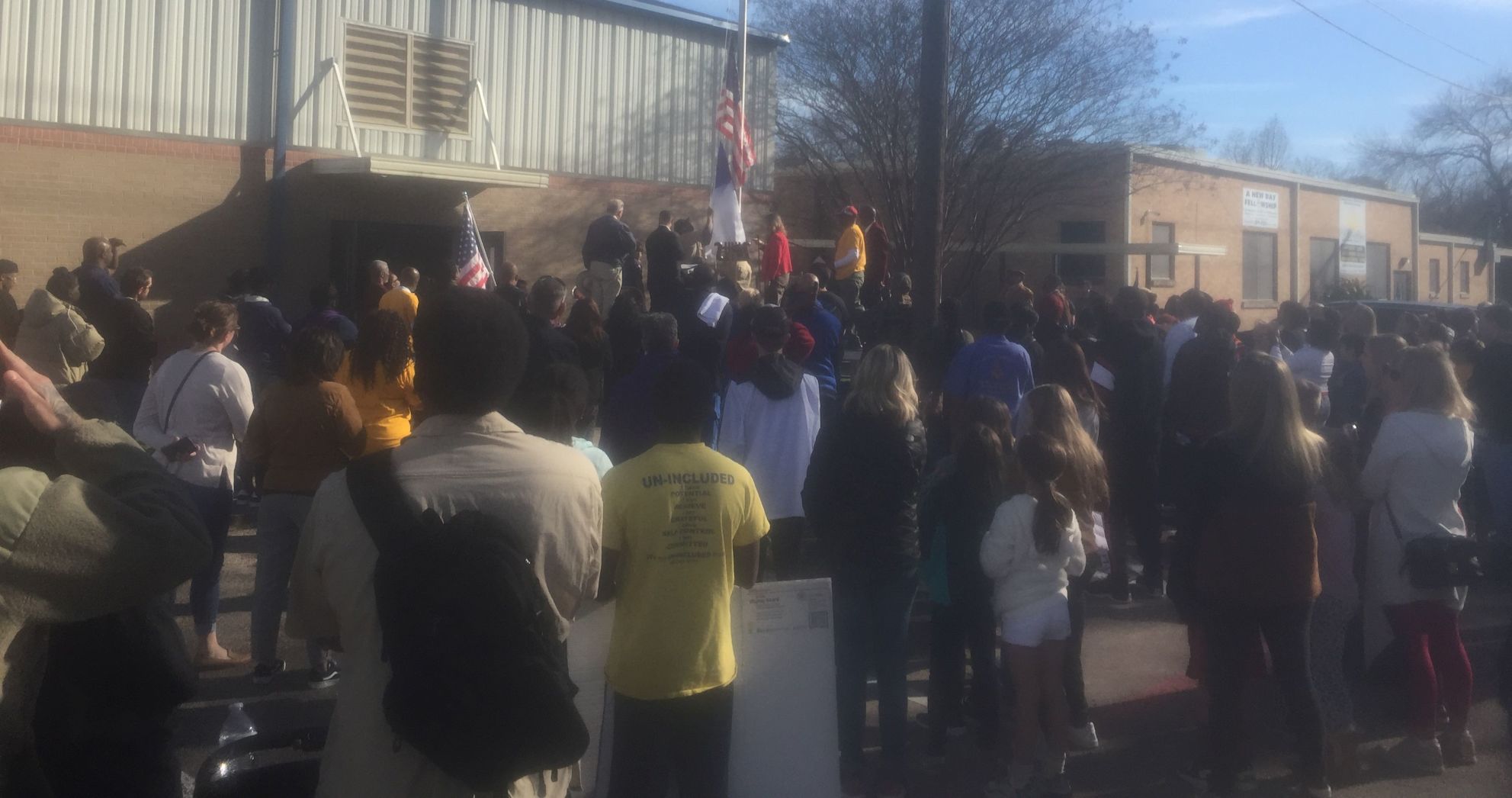 Flag raising at MLK Day march